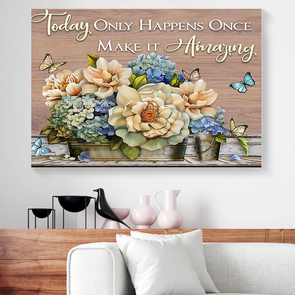 flowers butterfly canvas prints wall art decor 5740