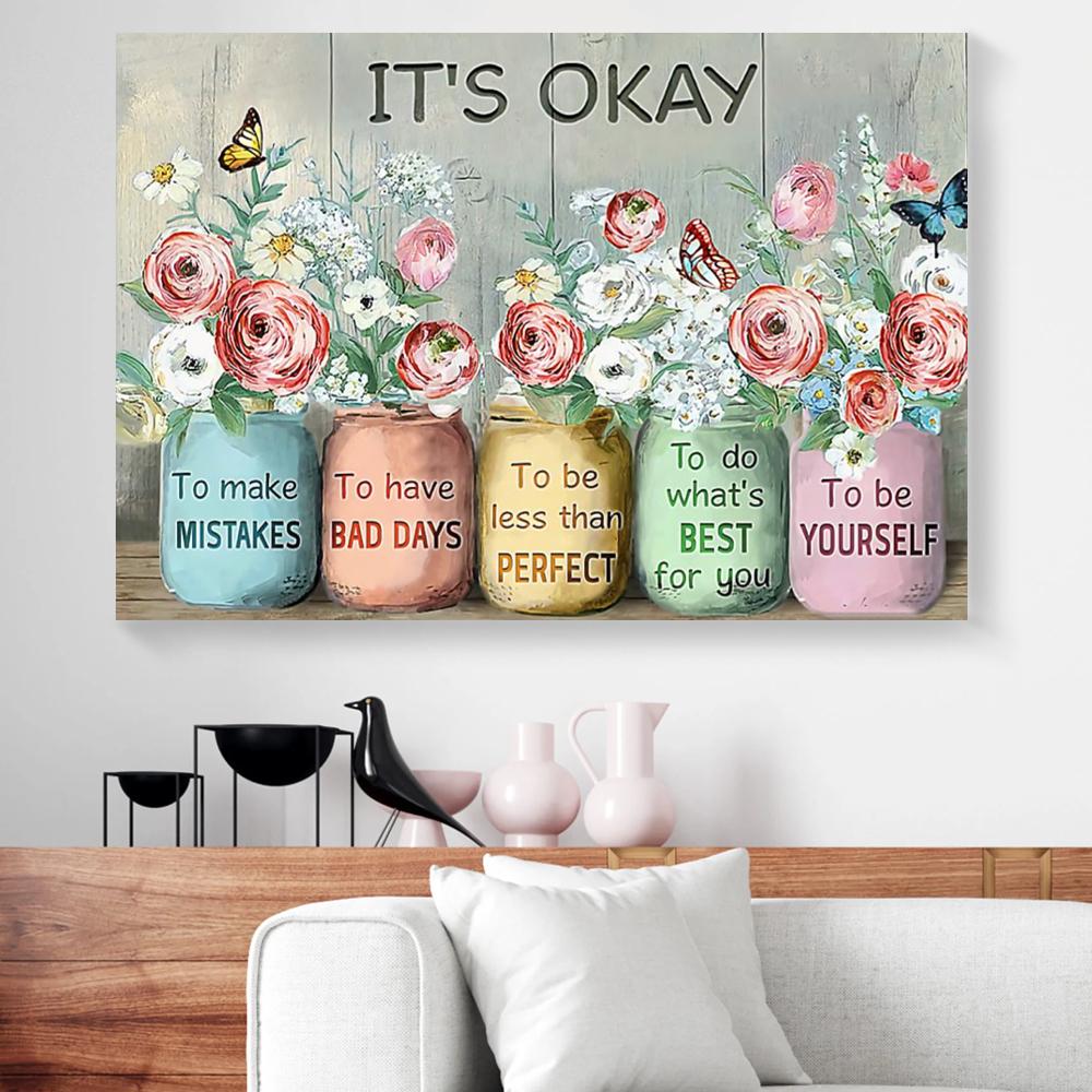 flowers butterfly canvas prints wall art decor 7335