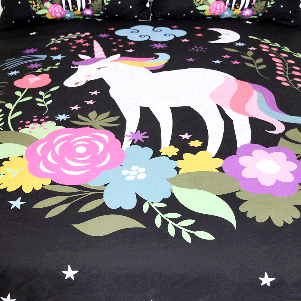 flowers cartoon sweet unicorn bedding set bedroom decor 2660