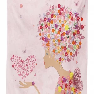 Flowers Girl Butterflies 3D Printed Tablecloth Table Decor 1 flowers girl butterflies 3d printed tablecloth table decor 6015