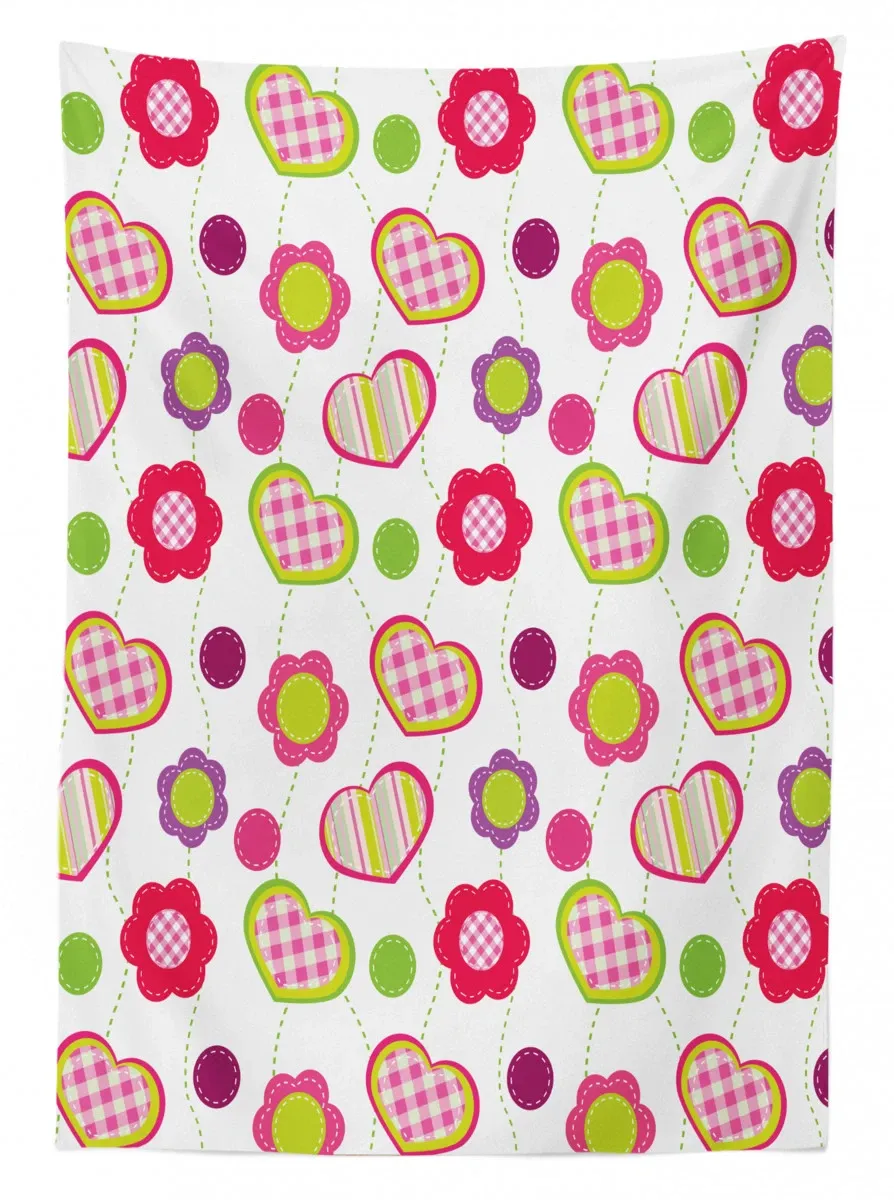 flowers heart shapes 3d printed tablecloth table decor 5858