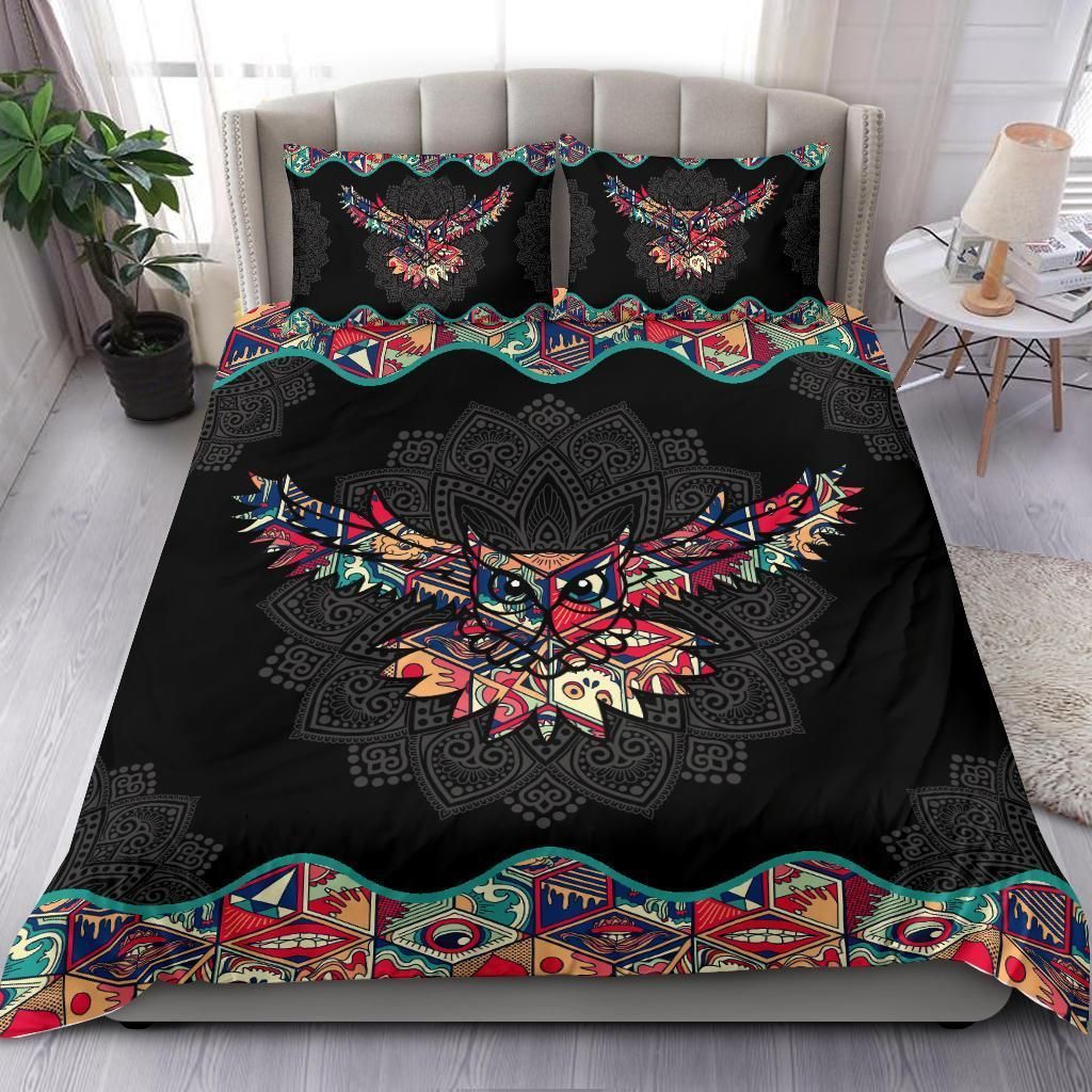 Flying Owl Mandala Viking Bedding Set Bedroom Decor flying owl mandala viking bedding set bedroom decor 2935