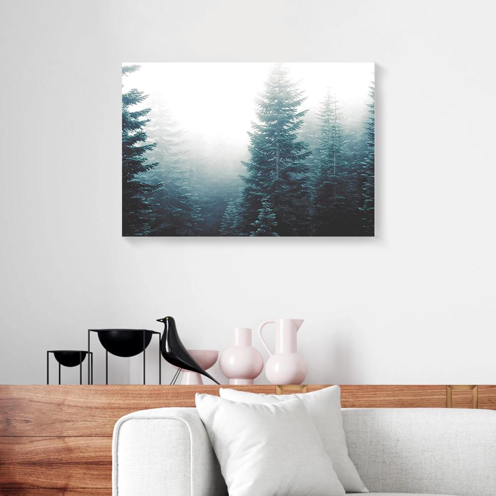 fog forest canvas prints wall art decor 8049