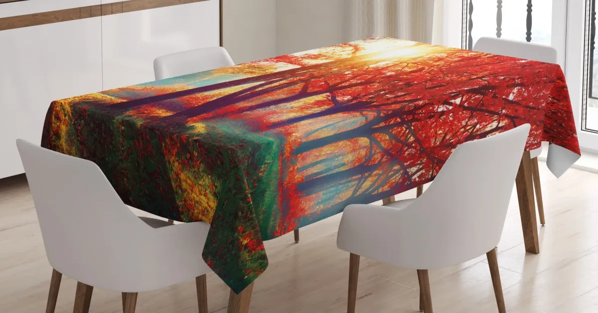 foggy autumnal park scenic 3d printed tablecloth table decor 5082