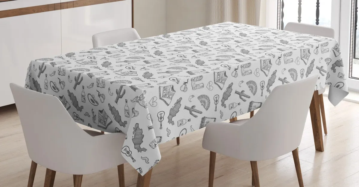 folkloric items sketch art 3d printed tablecloth table decor 4983