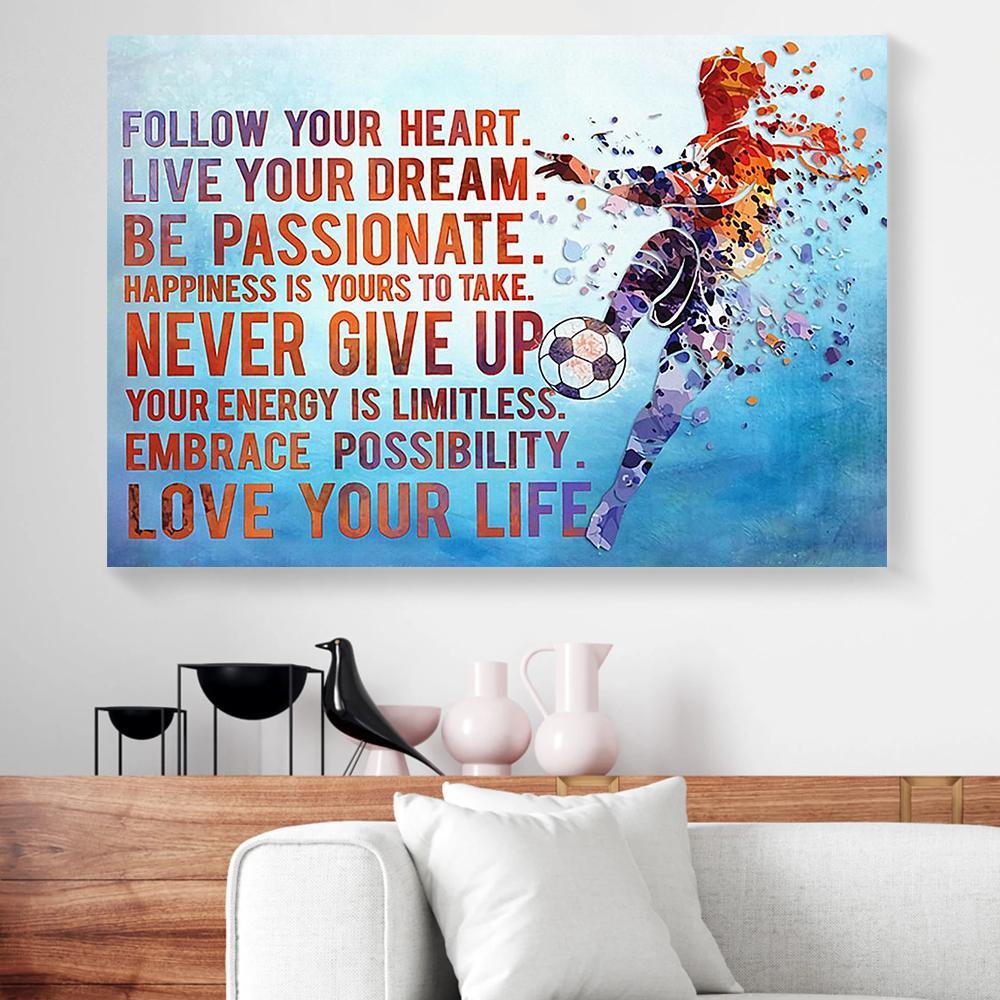 follow soccer dream canvas prints wall art decor 7647