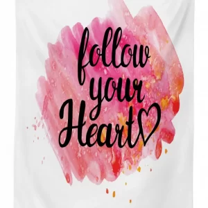 follow your heart phrase 3d printed tablecloth table decor 6064