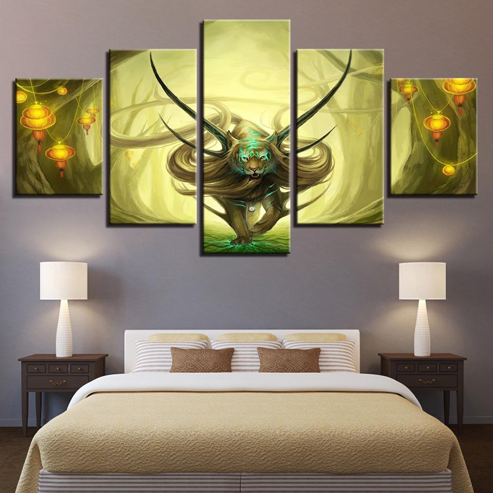 forest animal tiger angle abstract abstract animal 5 panel canvas art wall decor 3279
