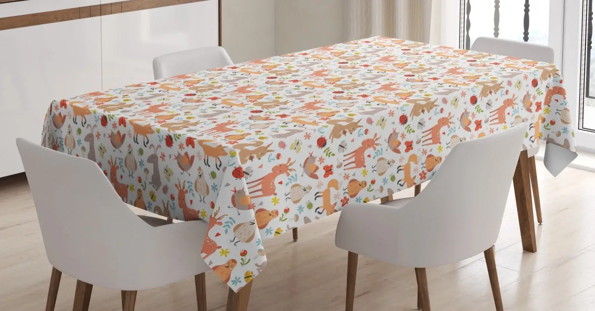 forest animals cartoon 3d printed tablecloth table decor 1967