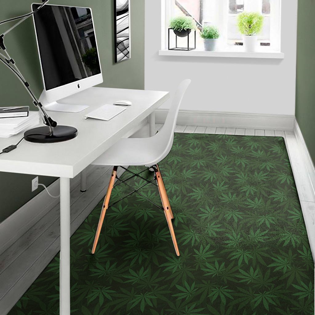 forest green cannabis leaf print area rug floor decor 7781