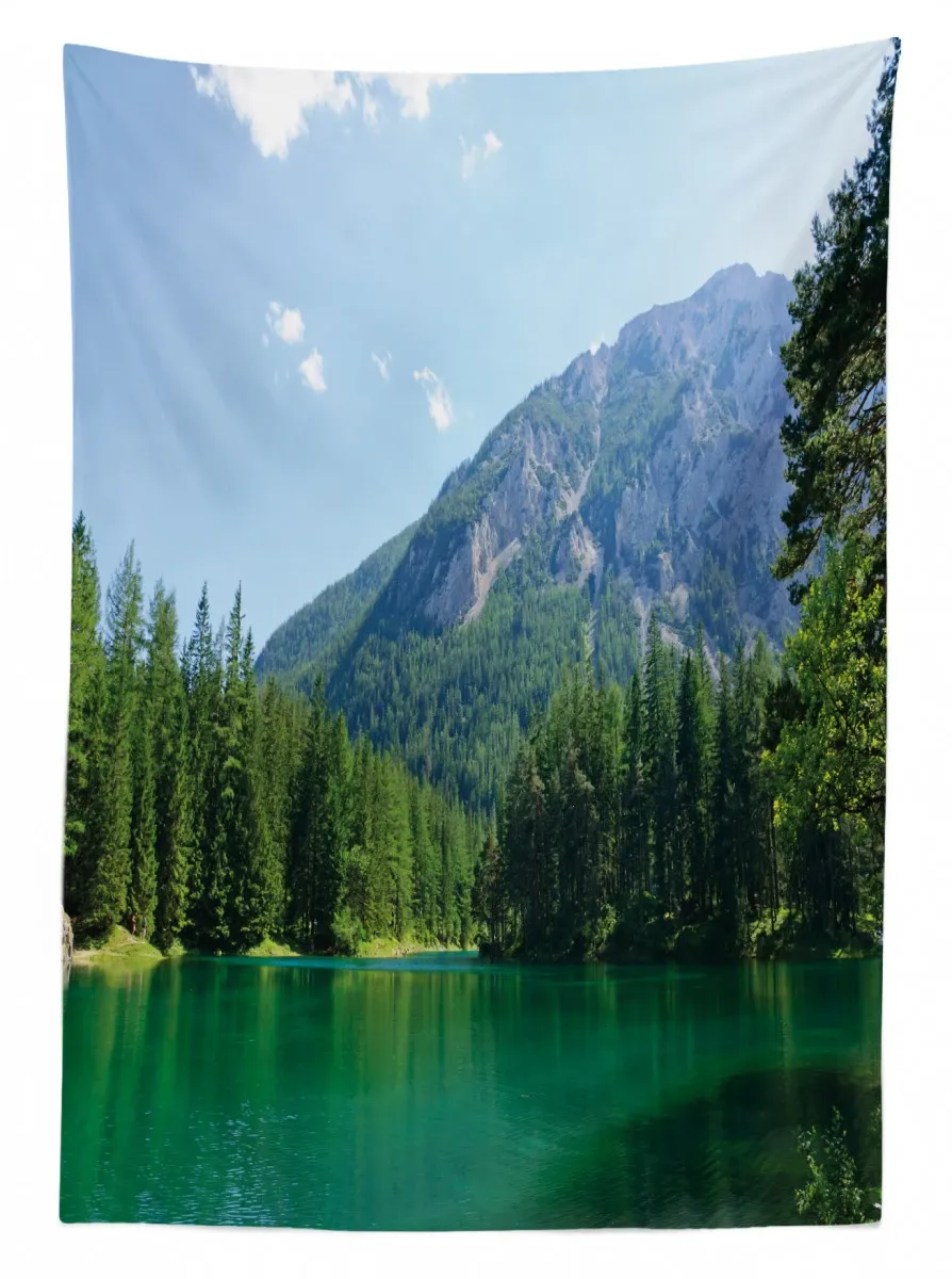 forest lake in valley 3d printed tablecloth table decor 3774