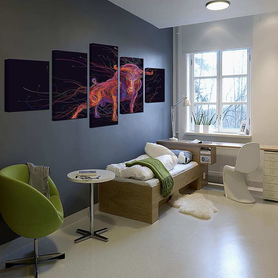 fotos de toros animal bull abstract animal 5 panel canvas art wall decor 2695