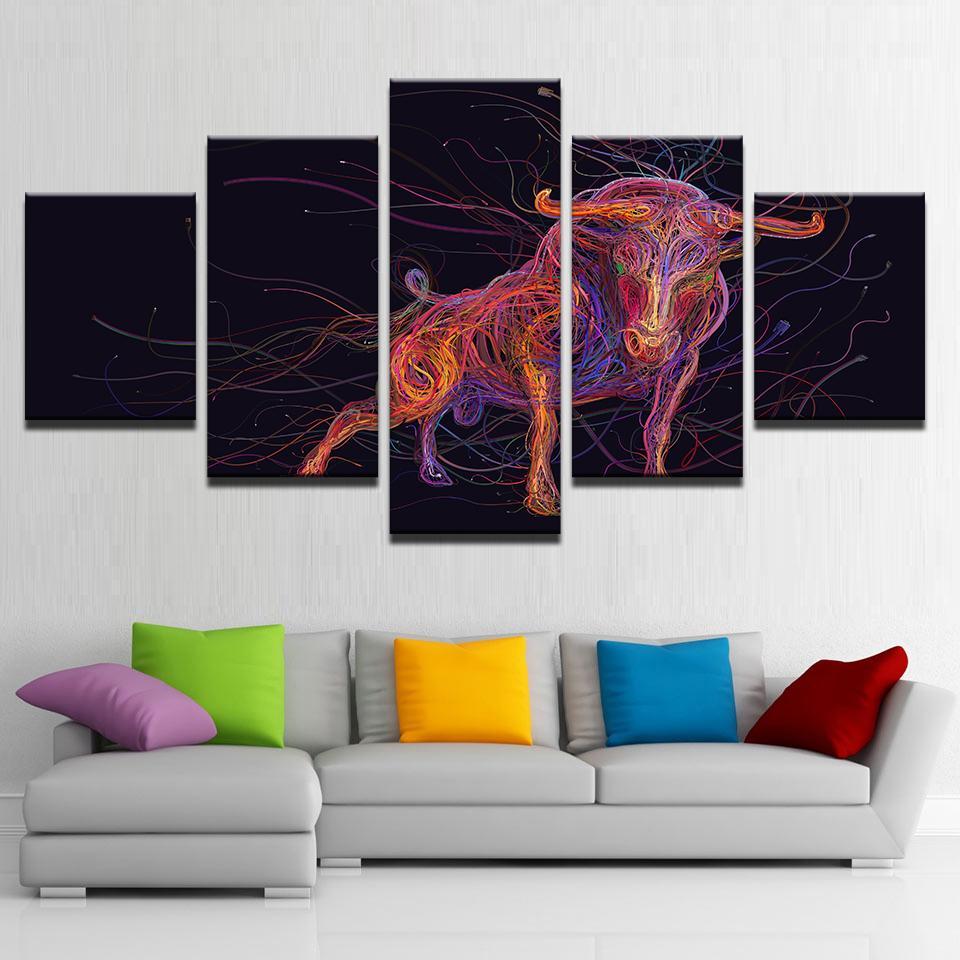fotos de toros animal bull abstract animal 5 panel canvas art wall decor 4761