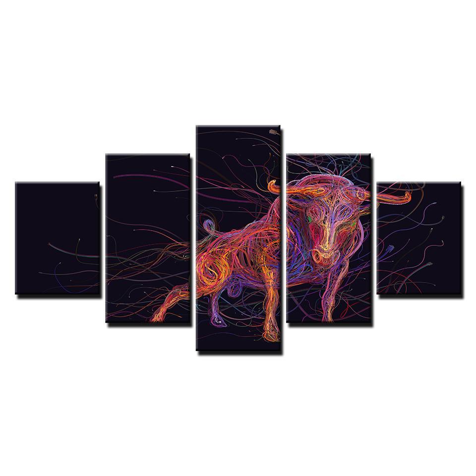 fotos de toros animal bull abstract animal 5 panel canvas art wall decor 5215