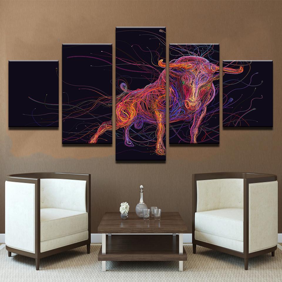 fotos de toros animal bull abstract animal 5 panel canvas art wall decor 5806