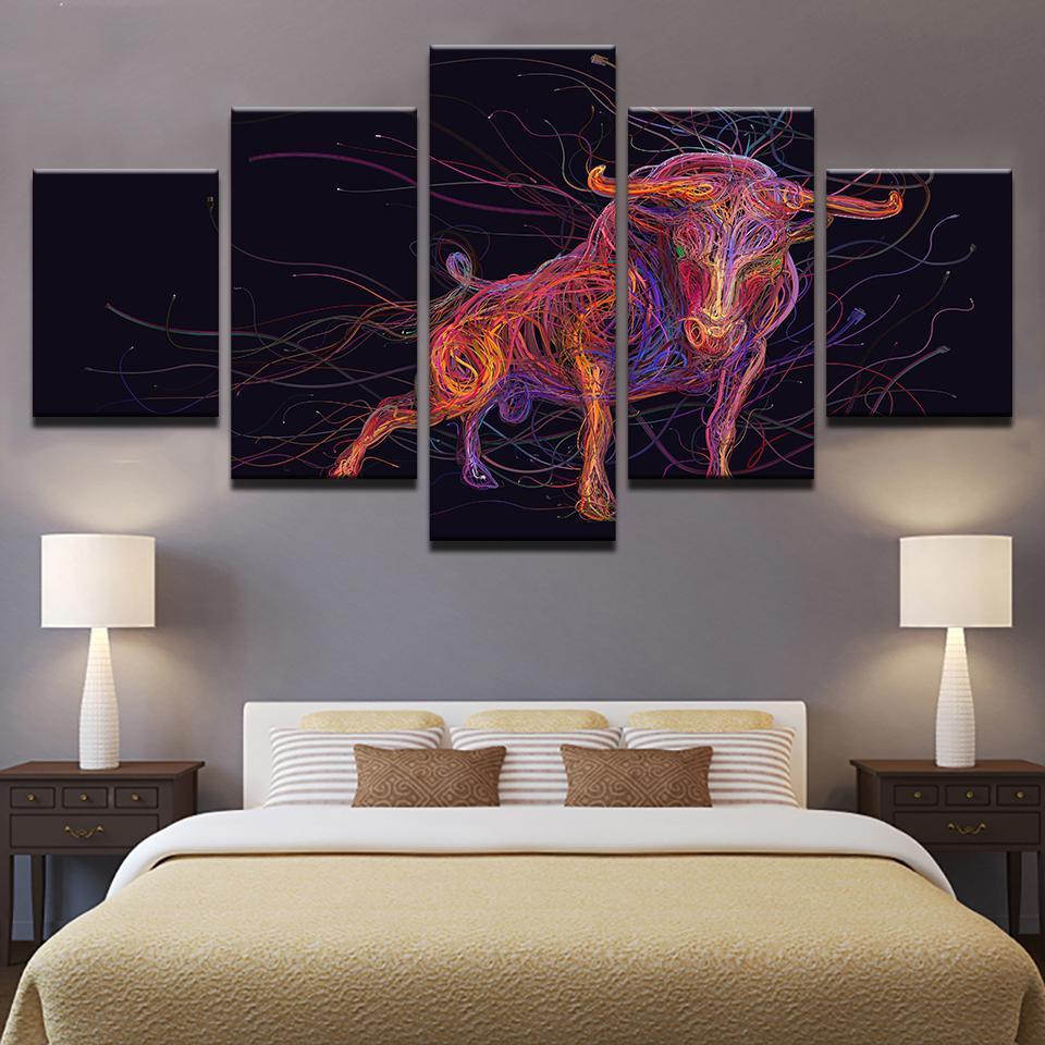 fotos de toros animal bull abstract animal 5 panel canvas art wall decor 6556