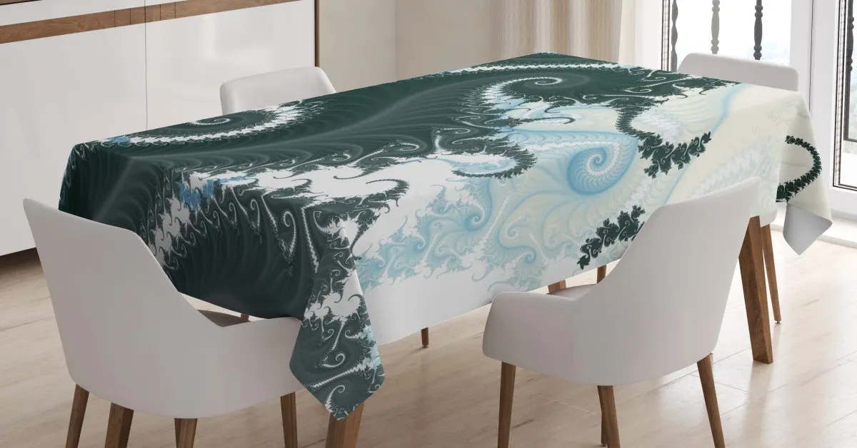 fractal motif with swirls 3d printed tablecloth table decor 3415