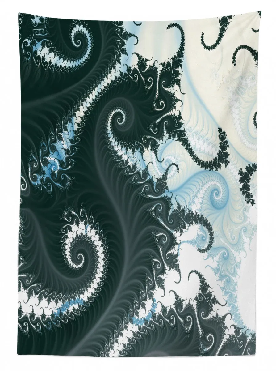 fractal motif with swirls 3d printed tablecloth table decor 4109