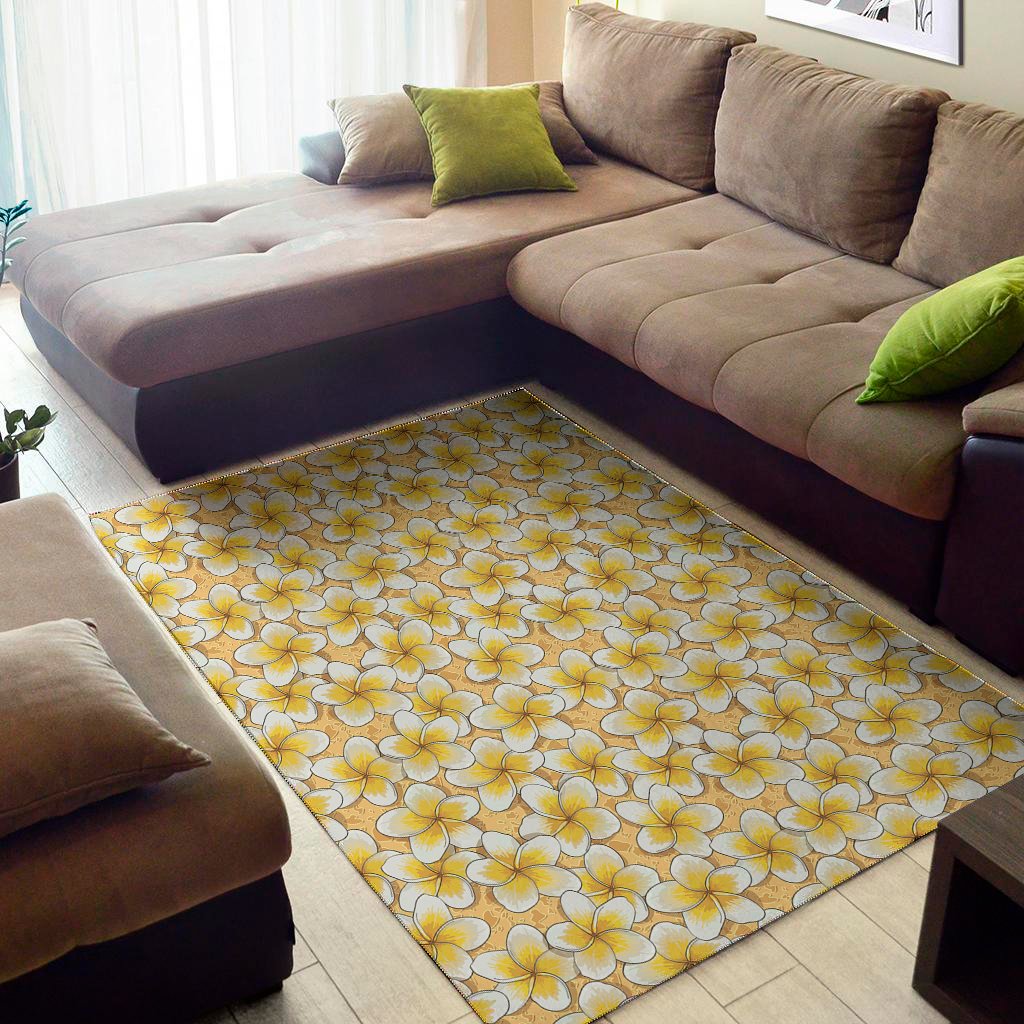 frangipani flower pattern print area rug floor decor 1637