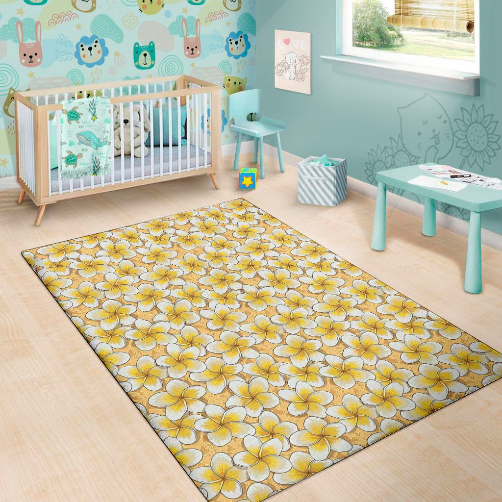 frangipani flower pattern print area rug floor decor 8901