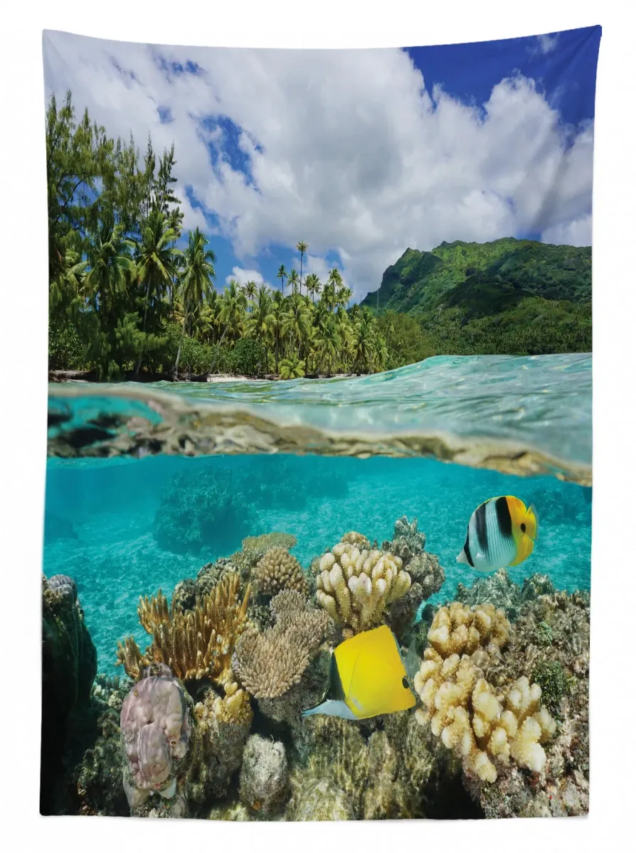 french polynesia lagoon 3d printed tablecloth table decor 3843