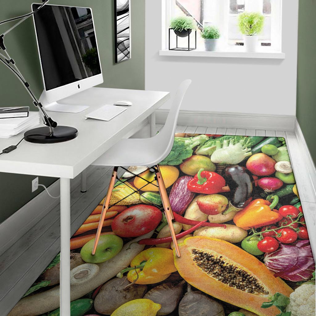 fresh fruits and vegetables print area rug floor decor 1725