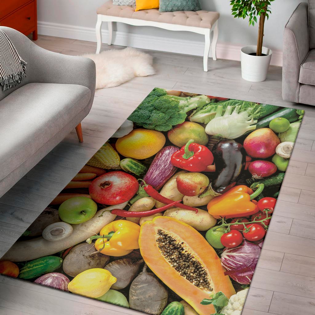 fresh fruits and vegetables print area rug floor decor 7219