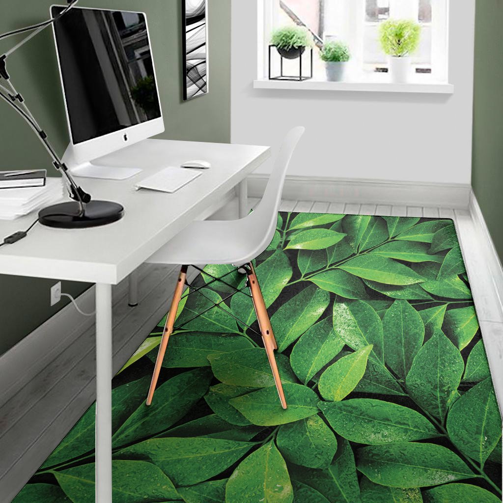 fresh green leaf print area rug floor decor 3633
