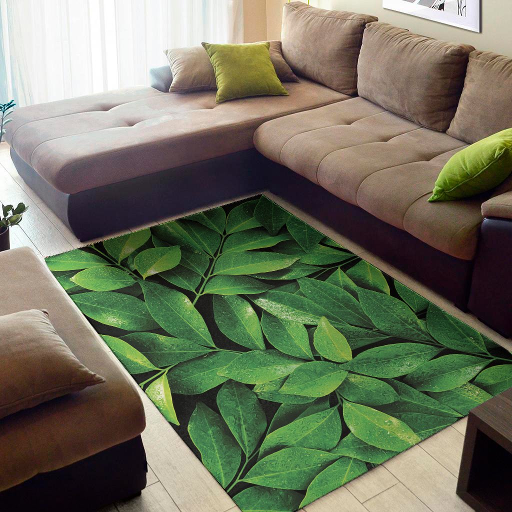 fresh green leaf print area rug floor decor 5980