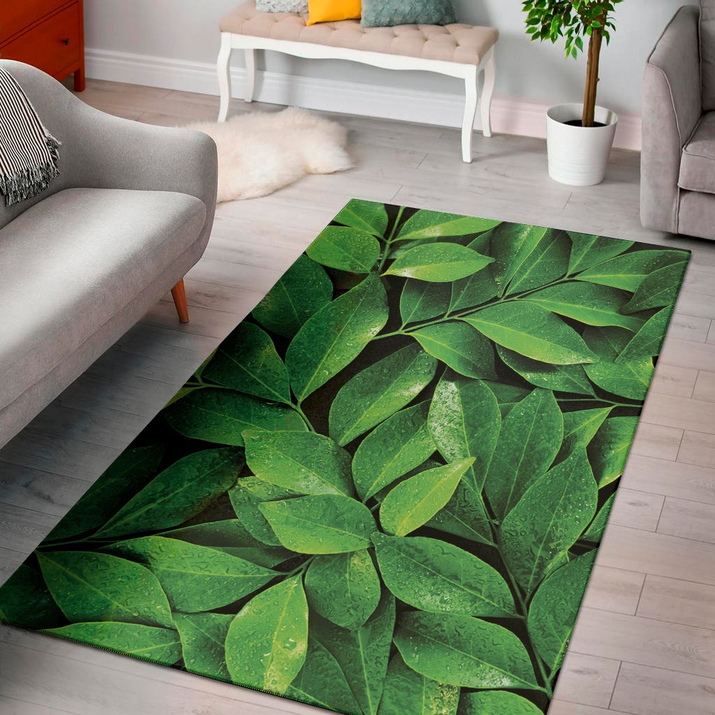 fresh green leaf print area rug floor decor 6949