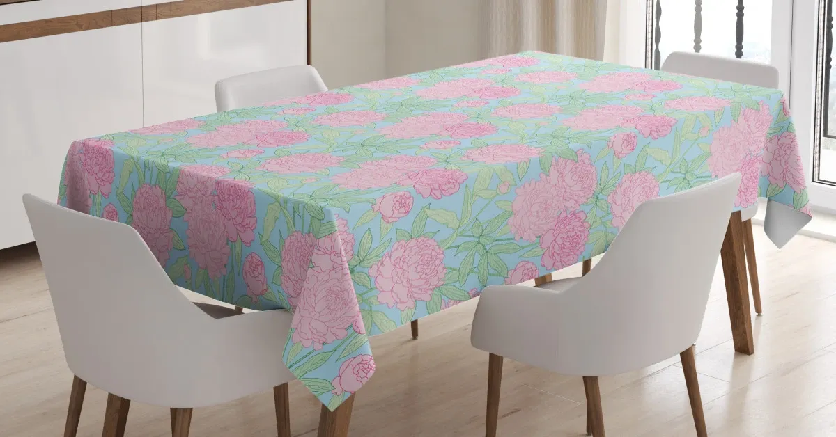 fresh petals sprout stems 3d printed tablecloth table decor 2950