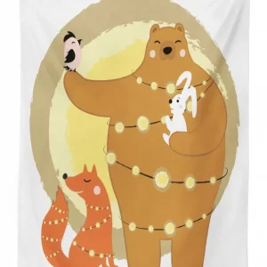 friends rabbit bird fox 3d printed tablecloth table decor 6090