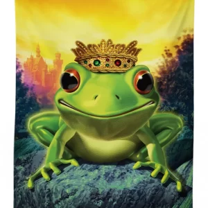 frog prince with crown 3d printed tablecloth table decor 2705