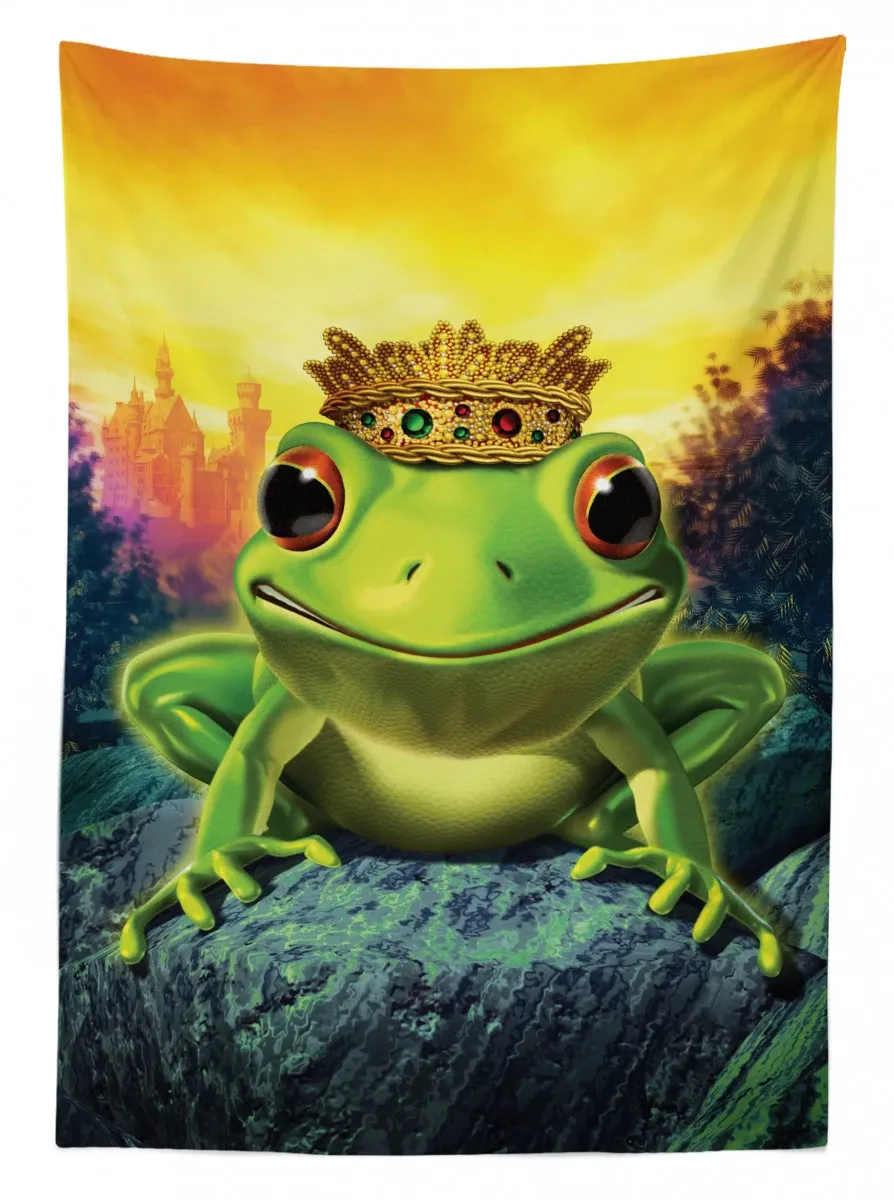 frog prince with crown 3d printed tablecloth table decor 2705