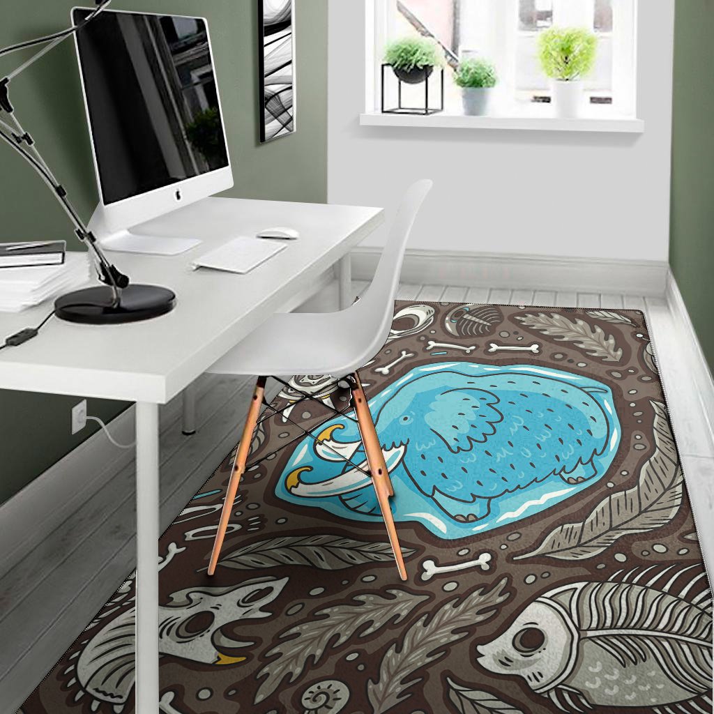 frozen mammoth and fossil print area rug floor decor 1505