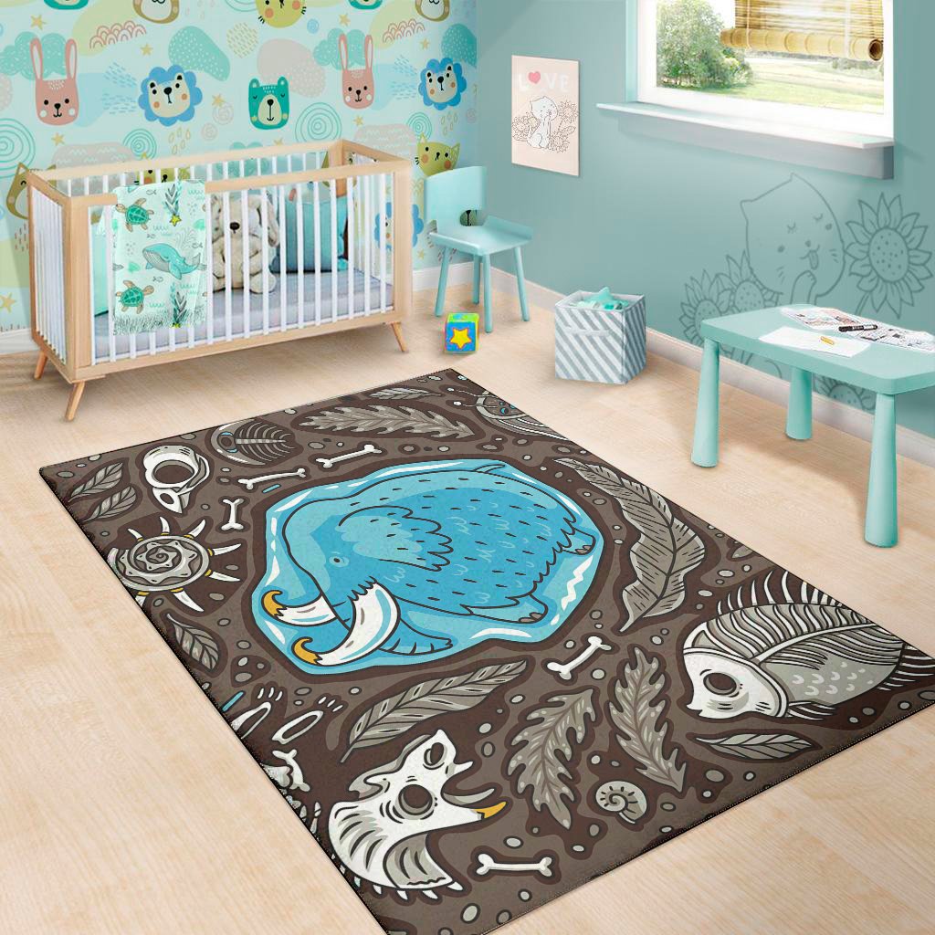 frozen mammoth and fossil print area rug floor decor 3821