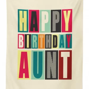 funky happy birthday lettering 3d printed tablecloth table decor 7599