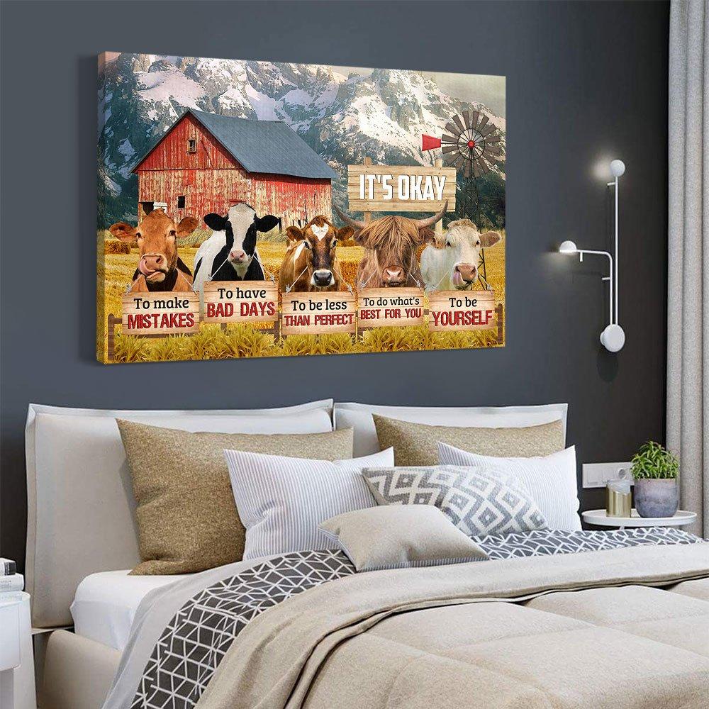 funny cow its okay canvas prints wall art decor 8671