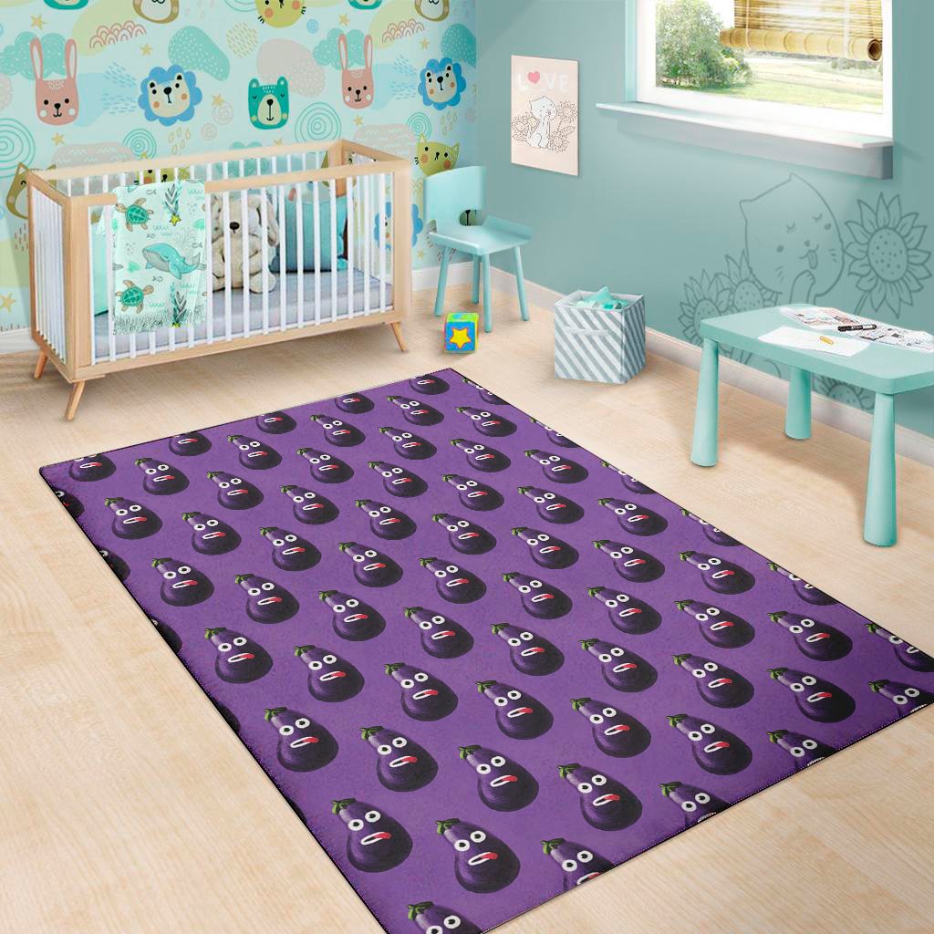 funny eggplant pattern print area rug floor decor 4431