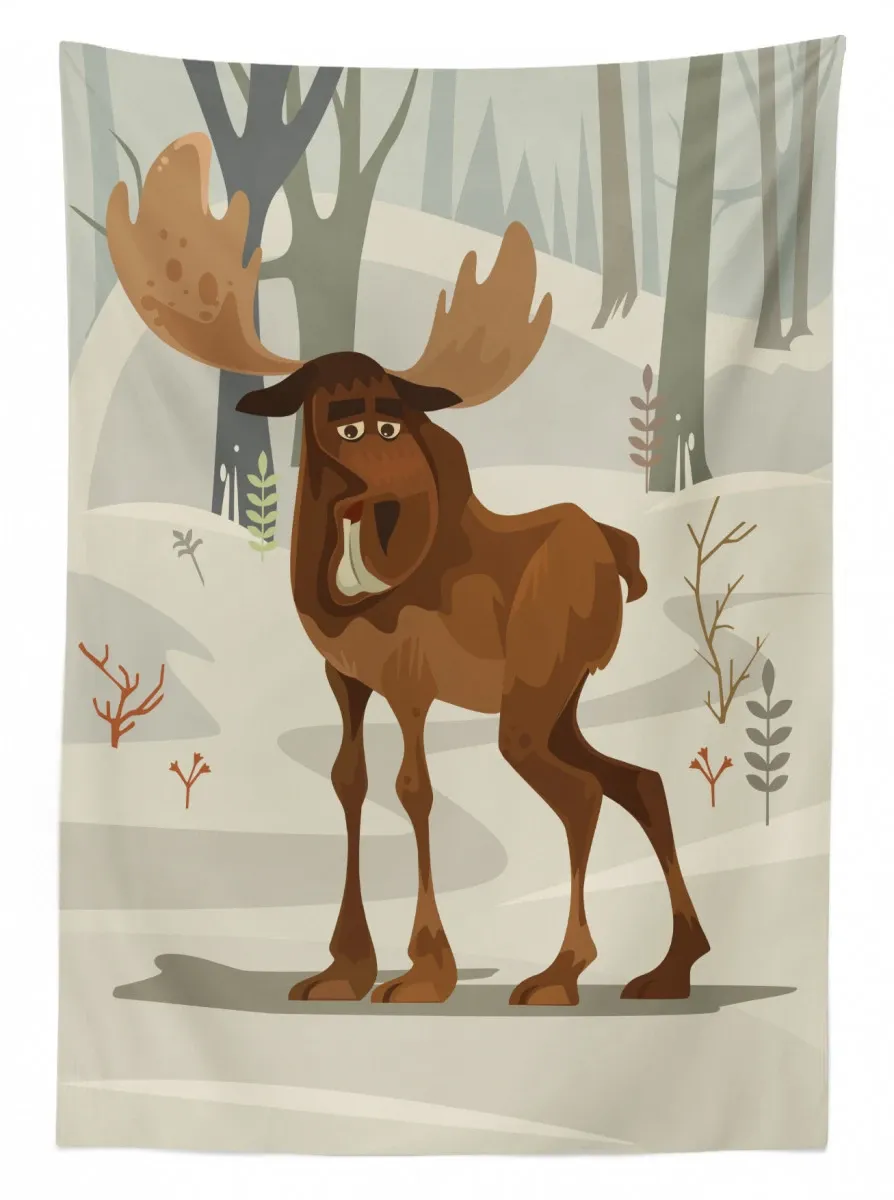 funny elk mascot 3d printed tablecloth table decor 3818