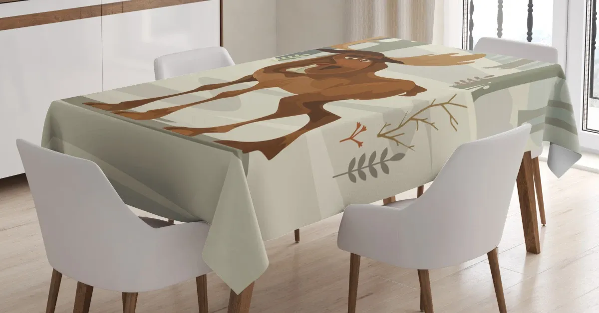 funny elk mascot 3d printed tablecloth table decor 7785