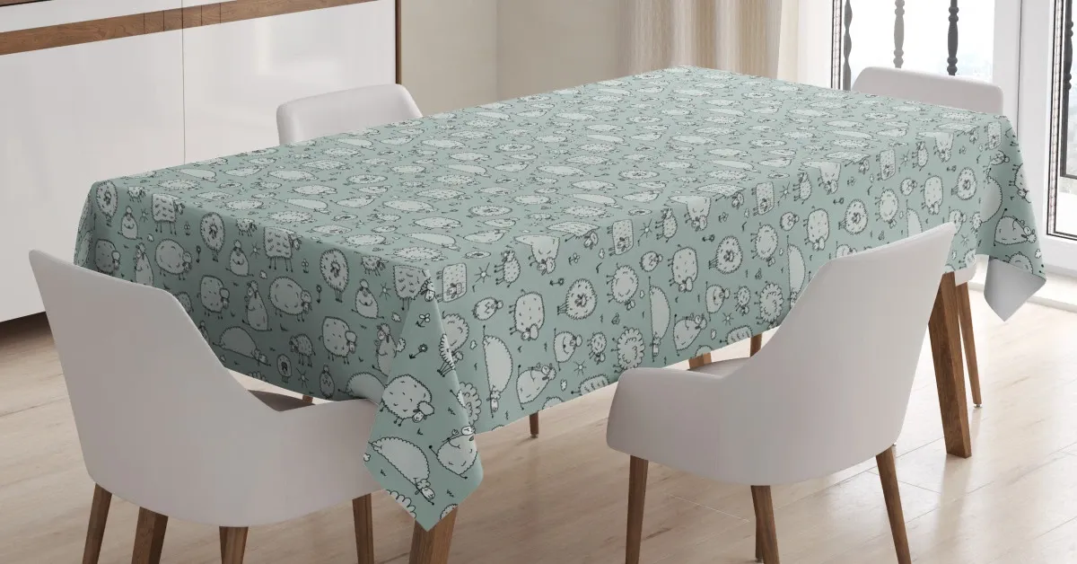 funny flock of sheep doodle 3d printed tablecloth table decor 8817