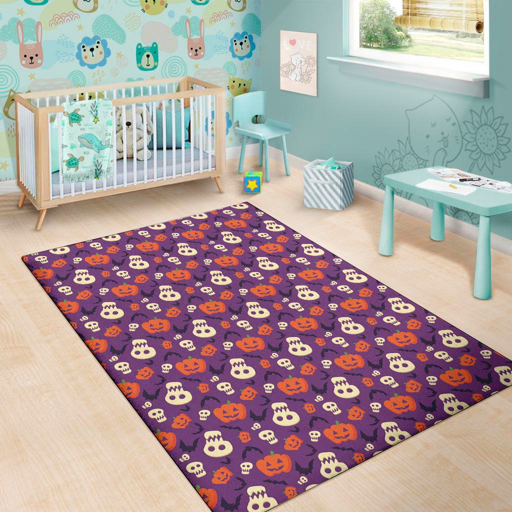 funny halloween pumpkin pattern print area rug floor decor 2410