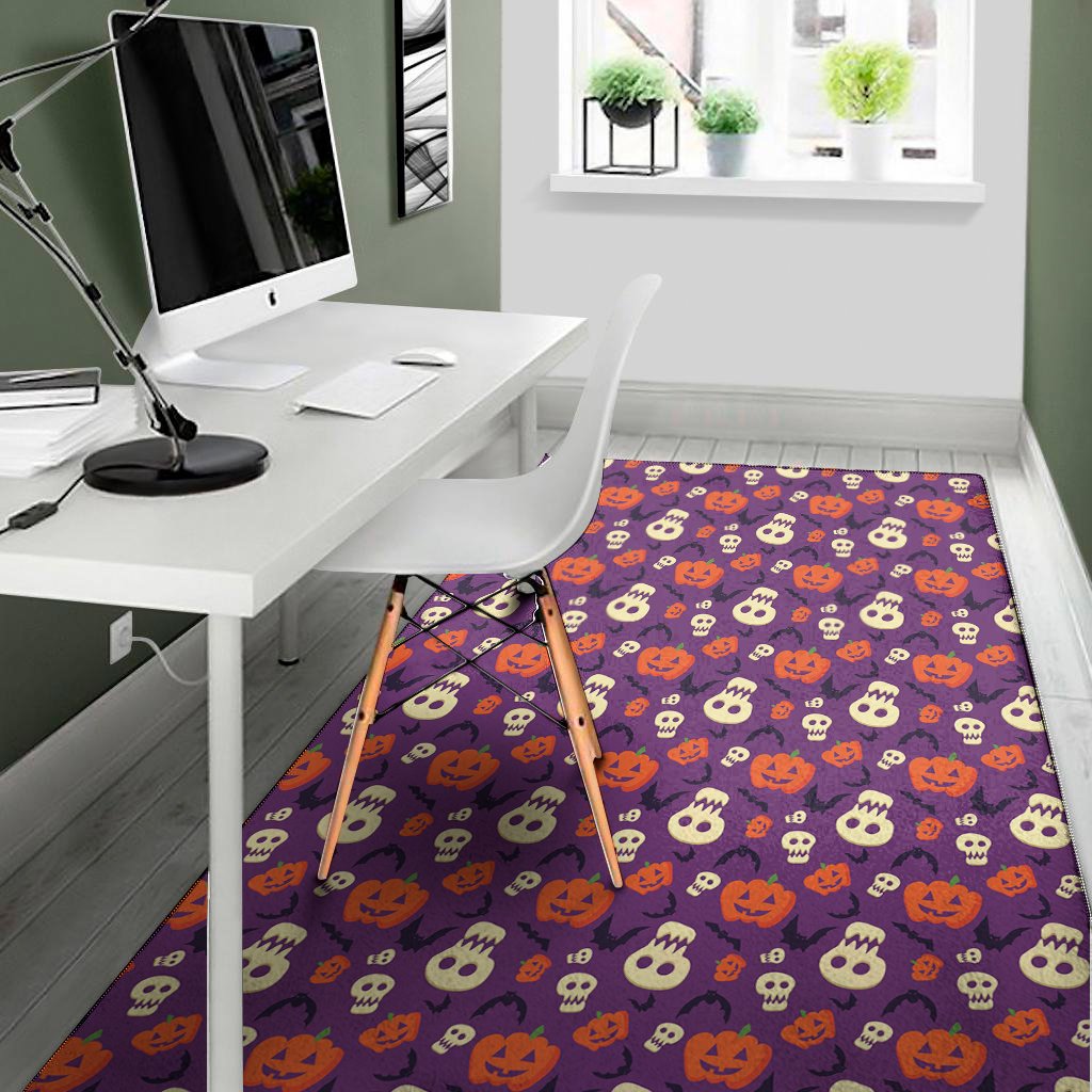 funny halloween pumpkin pattern print area rug floor decor 2532