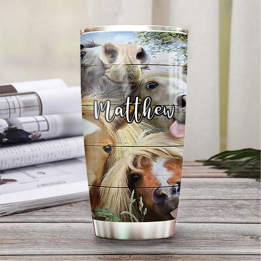 Funny Horse Selfie Personalized Stainless Steel Tumbler funny horse selfie personalized stainless steel tumbler 1289