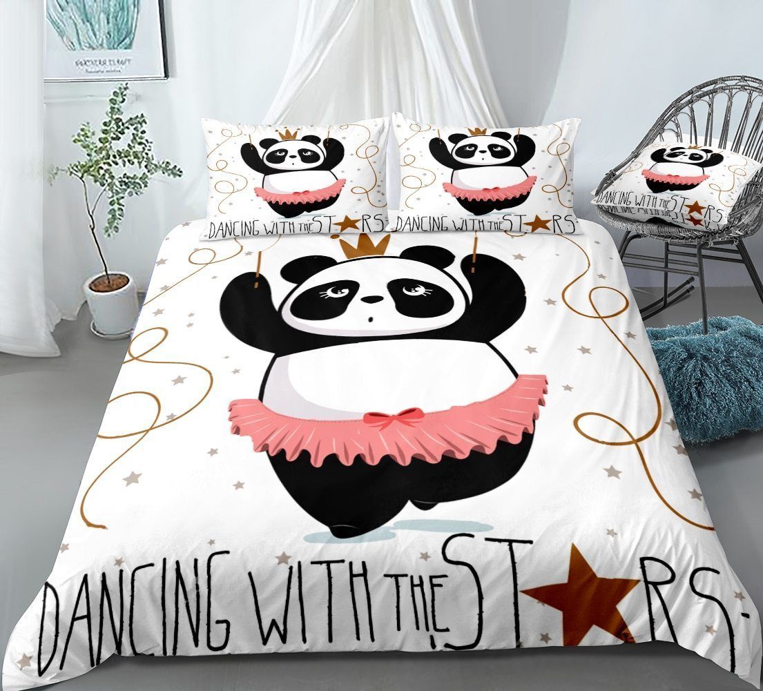funny panda dacing with the stars duvet cover bedding set 3861