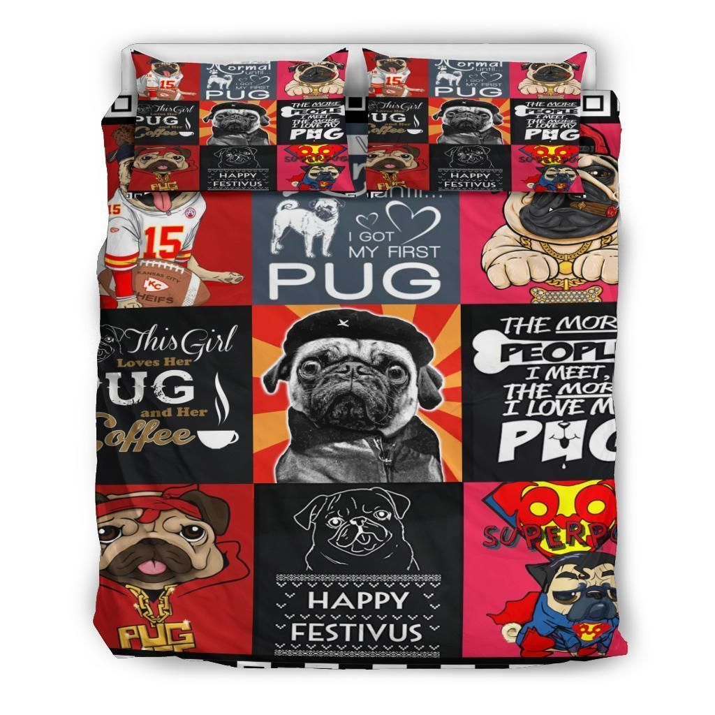 funny pug happy festivus bedding set bedroom decor 6612
