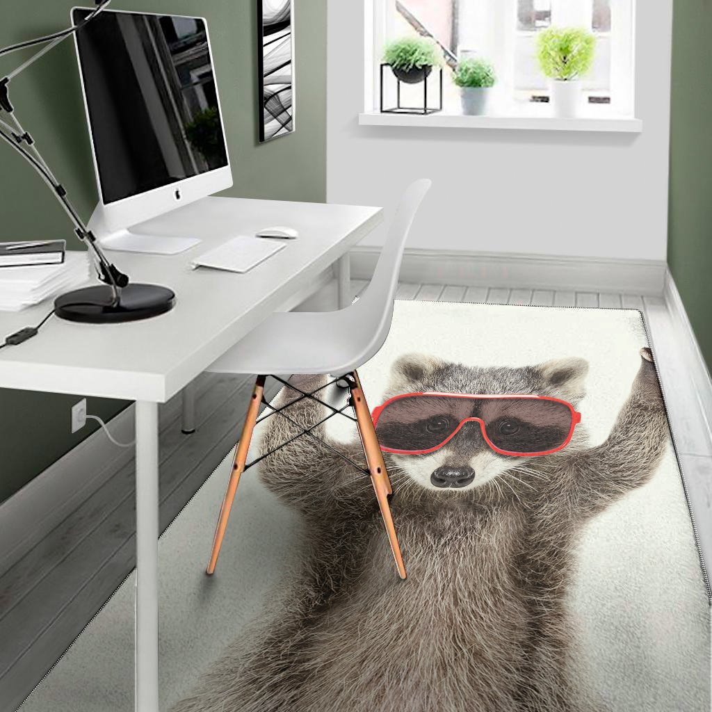 funny raccoon print area rug floor decor 2619