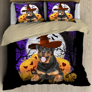 funny rottweiler halloween party cosplay duvet cover bedding set bedroom decor 2922