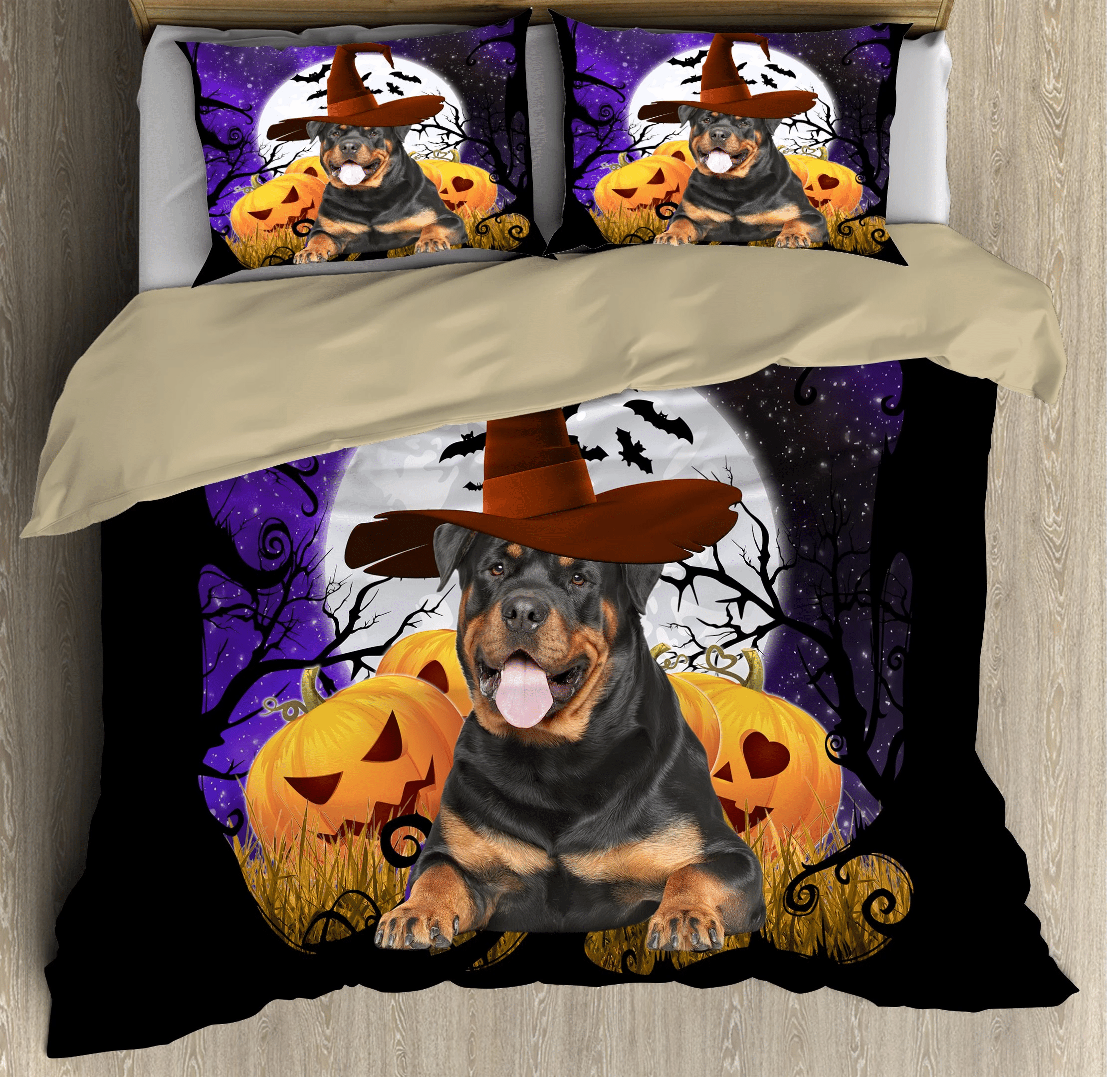 funny rottweiler halloween party cosplay duvet cover bedding set bedroom decor 2922